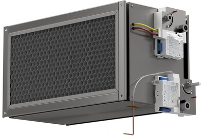 Rectangular measuring and control station with air straightener