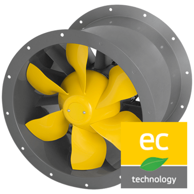 Axialine tube fan with EC motor