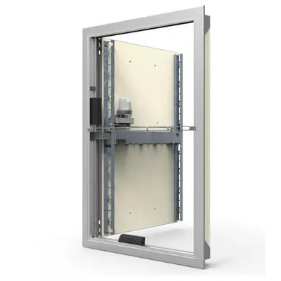 Aesthetic smoke evacuation shutter for ceiling mounting.