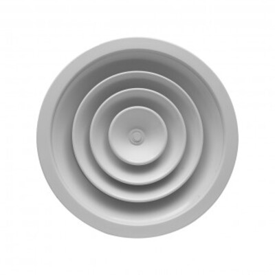 Circular diffuser with fixed cones, removable core and butterfly damper