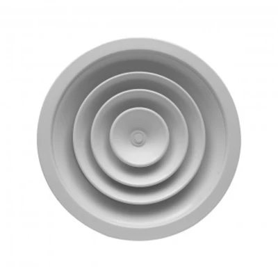 Circular diffuser with fixed cones, removable core and butterfly damper