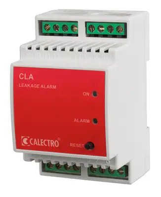 which activates an alarm for leakages of electrically conductive fluids such as water.