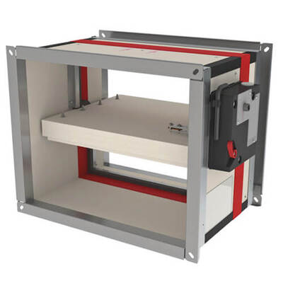 Rf-Technologies Rectangular fire damper 240min with a tunnel casing extension
