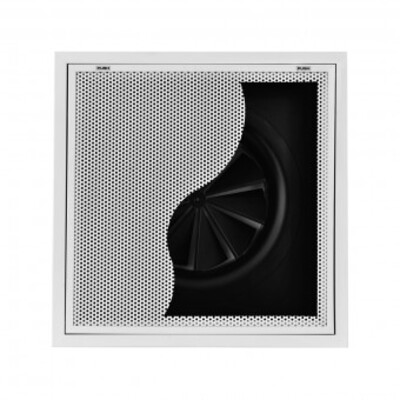 Fixed geometry circular diffuser with helical effect and perforated plate