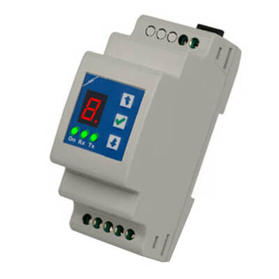Compact digital triac speed controller for DIN rail mounting.