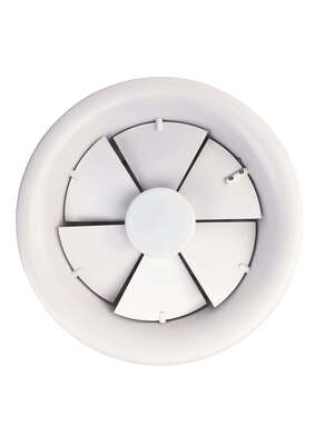 Ceiling diffuser for room heights from 4 to 10m.