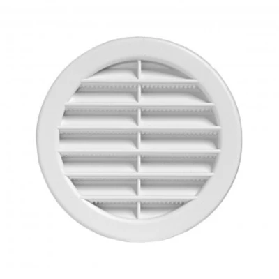 Round plastic grille with straight blades and insect mesh