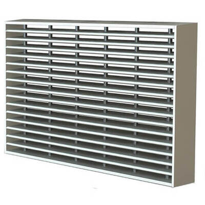  Rectangular linear bar grill ensuring 60/90 minutes fire resistance in rigid walls. 
