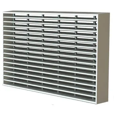  Rectangular linear bar grill ensuring 60/90 minutes fire resistance in rigid walls. 