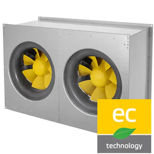 Duct fan sound optimized with ETAMASTER diagonal fan, EC motor