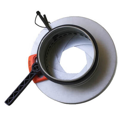 Galvanized steel IRIS air volume control damper of the diaphragm type with pressure measuring points