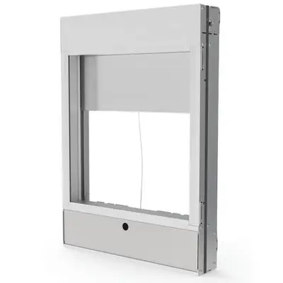 Aesthetic smoke evacuation shutter for ceiling mounting.