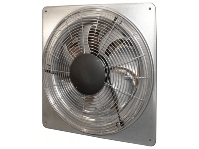 Square plate mounted high efficiency axial fan