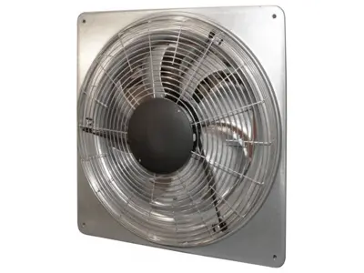 Square plate mounted high efficiency axial fan