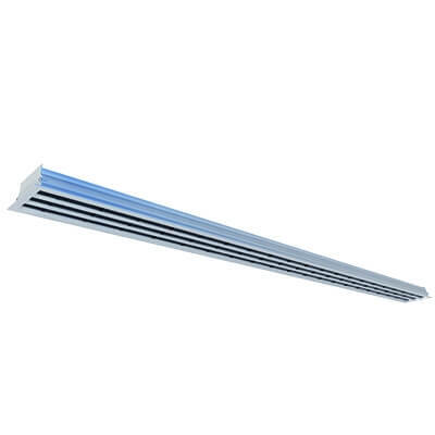Aluminium drum slot diffuser with flange and concealed screw fixing