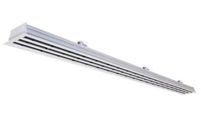 Aluminium drum slot diffuser with flange and concealed screw fixing