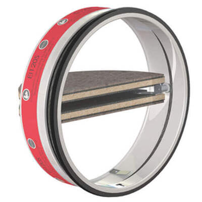 Circular fire damper cartridge with a fire resistance up to 120 min, equipped with a fusible link.