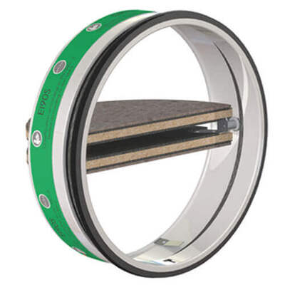 Circular fire damper cartridge with a fire resistance up to 90 min, equipped with a fusible link.