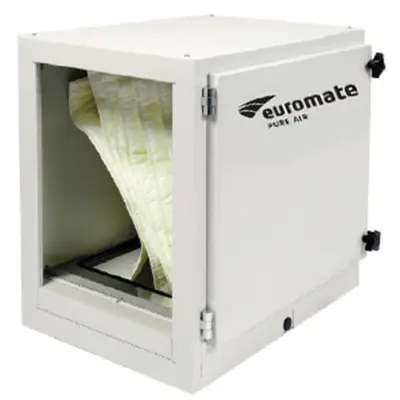 Stationary unit with bag filter.