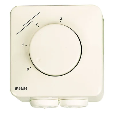 Control switch with 3 positions and off position for manual ventilation control.