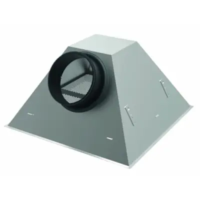 The pyramid plenum box has a side connection. The plenum box is made of galvanis