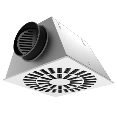 High induction square swirl diffuser with adjustable air pattern