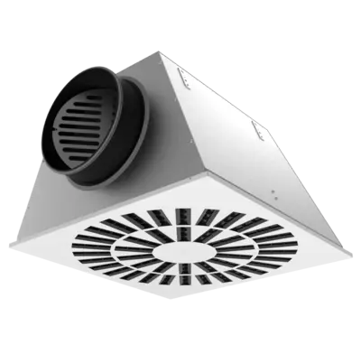 High induction square swirl diffuser with adjustable air pattern